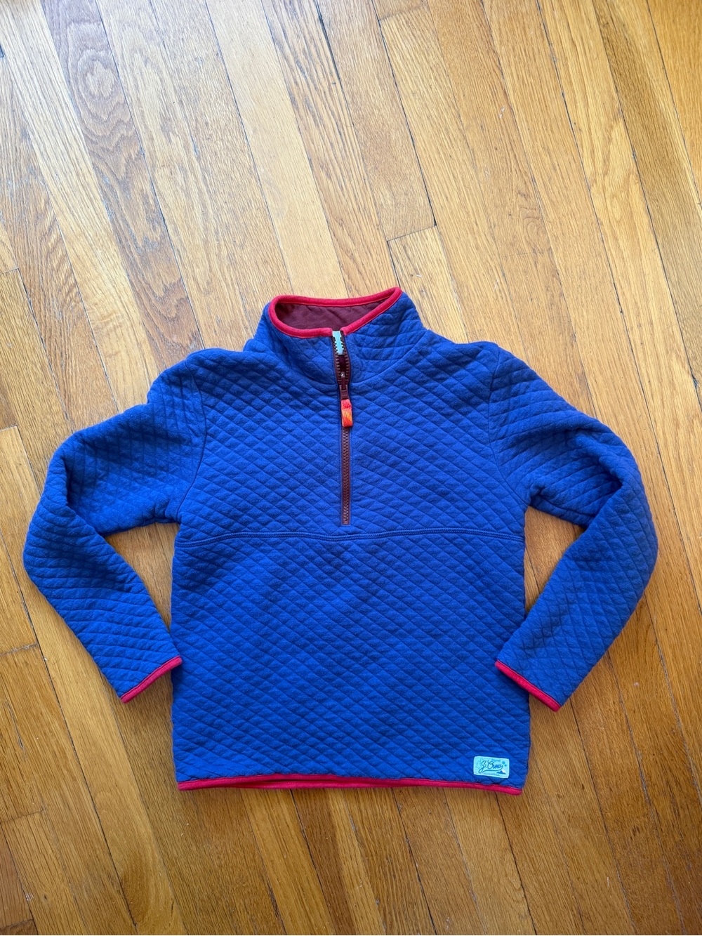 Crewcuts Kids' half-zip reversible blue quilted pullover medium (8-9)